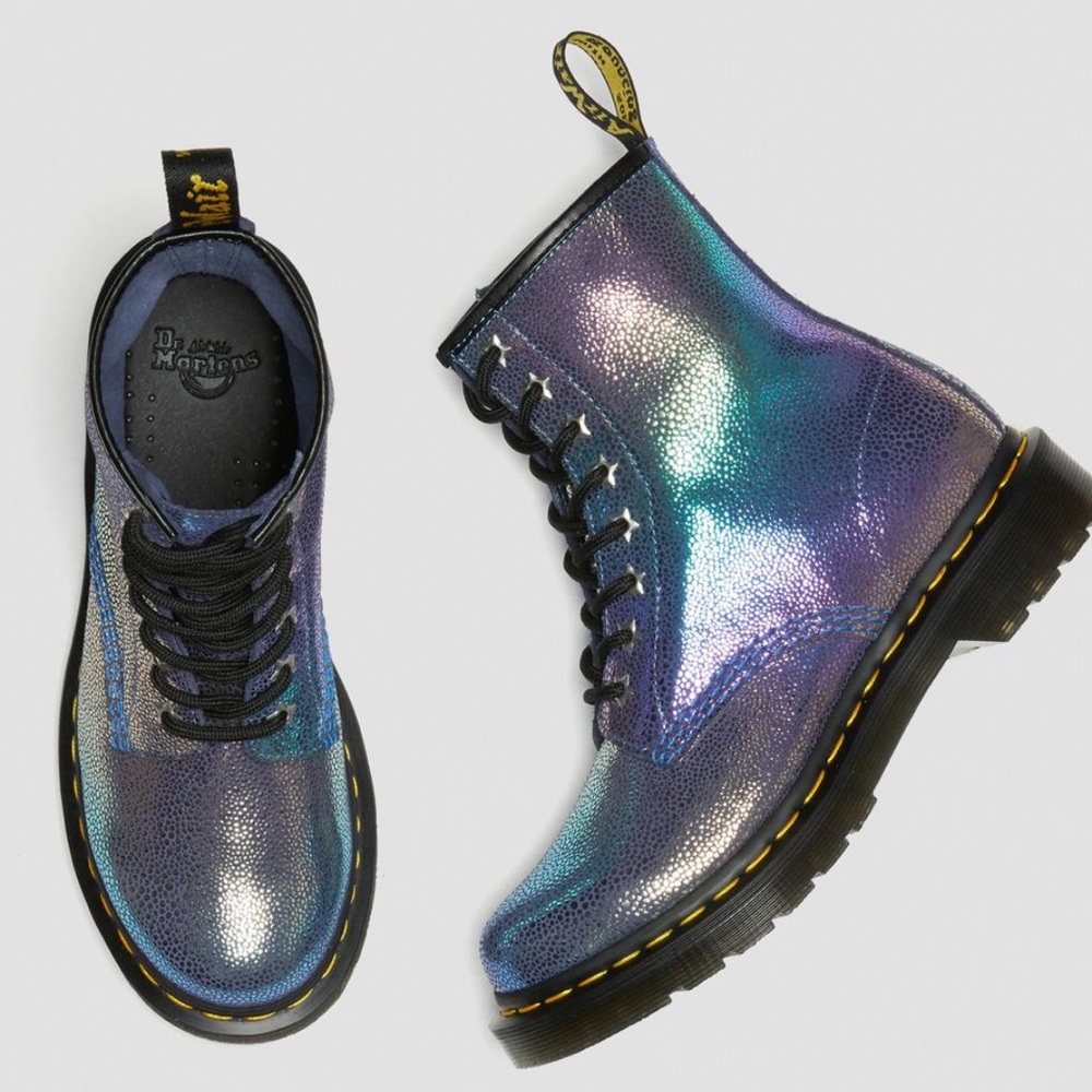 Dr. Martens NIB Ladies 1460 Rainbow Ray Suede Lace Up Boots SZE 7 Oil Slick Y2K